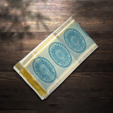 KERALA TRADITIONAL COTTON SAREE WITH COLOUR DESIGN