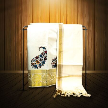 KERALA TRADITIONAL DRESS MATERIAL BLOCK PRINTED