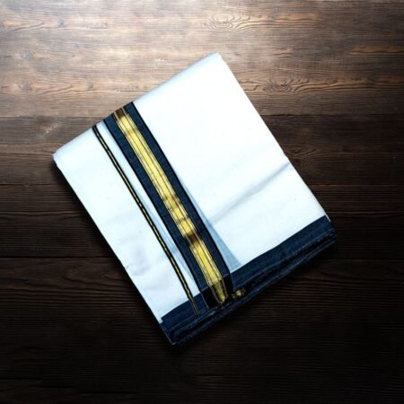 COTTON MUNDU – WHITE WITH BLACK & KASAVU KARA