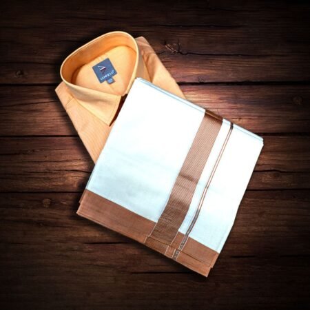 COTTON SHIRT (SANDAL) & MUNDU (BROWN KARA)