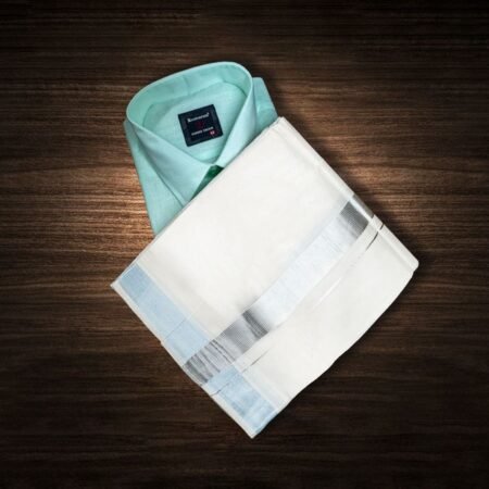 COTTON SHIRT (AQUA SHINE) & SILVER KARA MUNDU